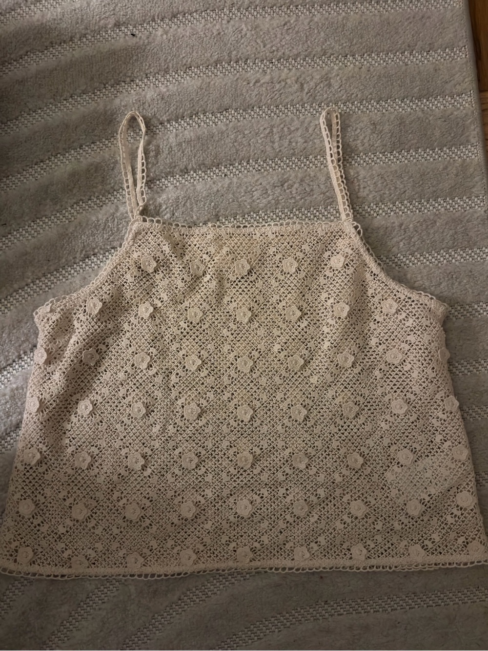 Sezane Cream Crochet Lace Cami Top